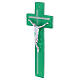 Stylised silver body and emerald green cross, 8x4 in s3