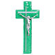 Stylized cross silver crucifix green emerald 21x10 cm s1