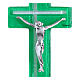 Stylized cross silver crucifix green emerald 21x10 cm s2
