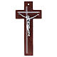 Crucifijo 21x10 cm vidrio burdeos blanco cuerpo estilizado plata s1