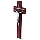 Crucifijo 21x10 cm vidrio burdeos blanco cuerpo estilizado plata s2