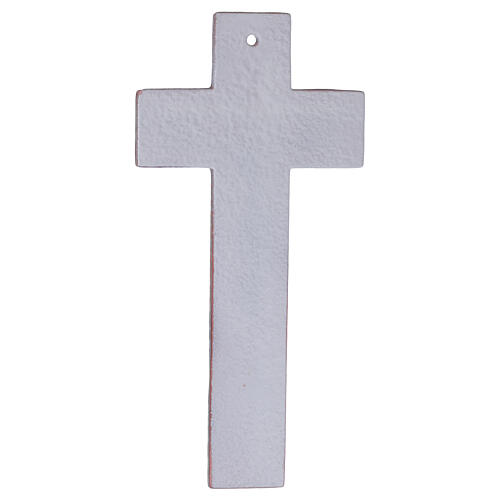 Crocefisso 21x10 cm vetro borgogna bianco corpo stilizzato argento 3