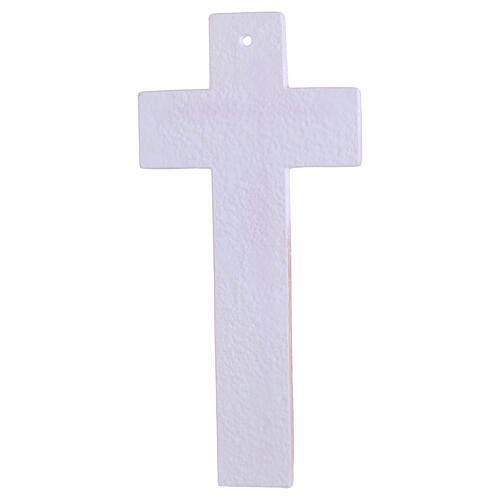 Crucifixo branco e vermelho corpo prateado estilizado 21x10 cm 3