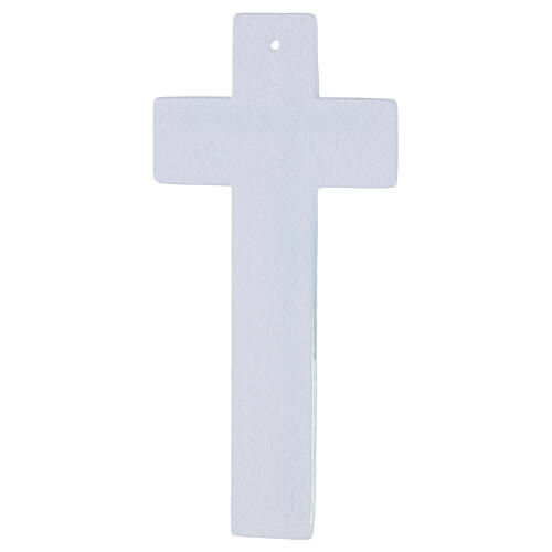 Cruz de vidrio bícolor 21x10 cm cuerpo moderno plateado 3