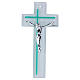 Cruz de vidrio bícolor 21x10 cm cuerpo moderno plateado s1