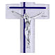 Bicolour glass cross with modern silver body, 8x4 in s2