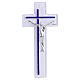 Cruz de vidrio bicolor cuerpo moderno plateado 21x10 cm s1