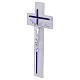 Cruz de vidrio bicolor cuerpo moderno plateado 21x10 cm s3