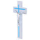 White and blue glass cross, 8x4 in, modern silver body s3