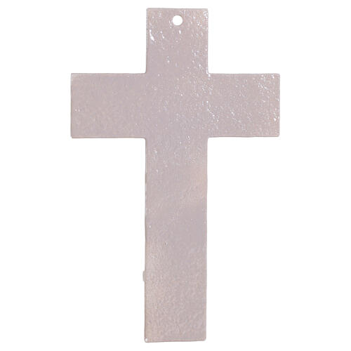 Cruz vidro bege Árvore da Vida corpo prateado 21x14 cm 4