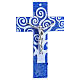 Cruz vidrio azul Árbol de la Vida cuerpo plateado 21x14 cm s1