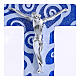 Cruz vidrio azul Árbol de la Vida cuerpo plateado 21x14 cm s2