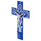 Cruz vidrio azul Árbol de la Vida cuerpo plateado 21x14 cm s3