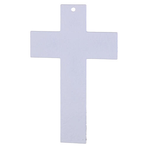 Cruz de vidrio blanco con cuerpo con filigrana de platino 21x13 cm 3