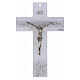 Cruz de vidrio blanco con cuerpo con filigrana de platino 21x13 cm s1