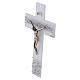 Croce in vetro bianco con corpo con fili di platino 21x13 cm s2