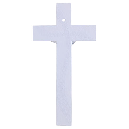 Cruz ola vidrio blanco purpurina plata cuerpo estilizado 26x14 cm 4