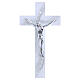 Cruz ola vidrio blanco purpurina plata cuerpo estilizado 26x14 cm s1