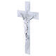 White Glass Cross with Silver Glitter Wave and Stylized Body, 26x14 cm s3