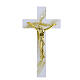 Cruz con ola vidrio blanco purpurina oro con cuerpo moderno dorado 26x14 cm s1