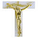 Cruz con ola vidrio blanco purpurina oro con cuerpo moderno dorado 26x14 cm s2