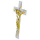 Cruz con ola vidrio blanco purpurina oro con cuerpo moderno dorado 26x14 cm s3