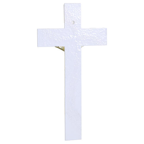 Croce con onda vetro bianco glitter oro con corpo moderno dorato 26x14 cm  4