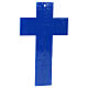 Blue crucifix with embossed cross decorated with glitter and modern silver body, 10x6 in s3