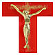 Red glass crucifix with raised cross, glitter, and modern golden body, 10x6 in s2