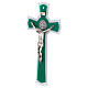 Cruz círculo San Benito de vidrio blanco verde cuerpo y medalla metal 26x14 cm s3