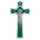 Cruz círculo San Benito de vidrio blanco verde cuerpo y medalla metal 26x14 cm s4