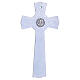 Cruz círculo San Benito de vidrio blanco verde cuerpo y medalla metal 26x14 cm s5