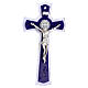 Croce cerchio San Benedetto in vetro bicolore corpo e medaglia metallo 26x14 cm s1