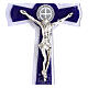 Croce cerchio San Benedetto in vetro bicolore corpo e medaglia metallo 26x14 cm s2