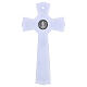 Croce cerchio San Benedetto in vetro bicolore corpo e medaglia metallo 26x14 cm s5