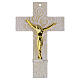White glass cross with gold glitter, Tree of Life, stylised gold body, 10x6 in s1