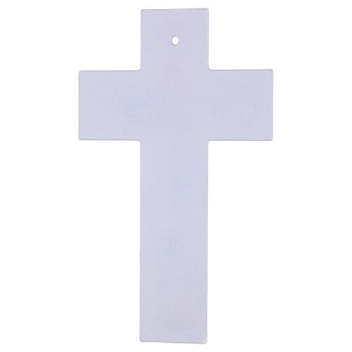 Cruz doble cruz de vidrio motivos florales cuerpo moderno plateado 26x16 cm 3