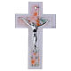 Cruz doble cruz de vidrio motivos florales cuerpo moderno plateado 26x16 cm s1