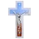 Double Murano Glass Cross with Modern Silver Body, 26x15 s1