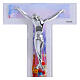 Double Murano glass cross with modern silver body, 10x6 in s2