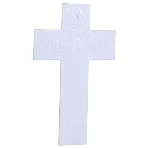 Cruz dupla vidro de Murano 26x15 cm corpo moderno prateado 4