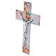 Croce in vetro bianco decori floreali corpo moderno argentato 25x17 cm s2