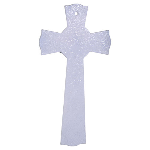 Croix en verre de Murano paillettes argent murrines corps argenté 25x14 cm 3