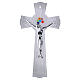 Murano Glass Cross with Silver Glitter, Colored Murrine, and Silver Body, 25x14 cm s1