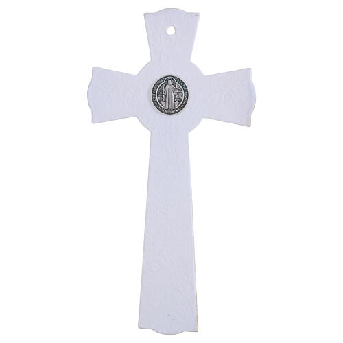 Cruz San Benito vidrio purpurina oro cuerpo metal 26x14 cm 5