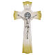 Croix Saint Benoît verre paillettes or corps métal 26x14 cm s4