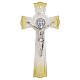 Croce San Benedetto vetro glitter oro corpo metallo 26x14 cm s1