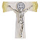 Croce San Benedetto vetro glitter oro corpo metallo 26x14 cm s2
