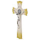 Croce San Benedetto vetro glitter oro corpo metallo 26x14 cm s3