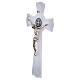 St. Benedict glass crucifix with glitter, metal medal and Body, 10x5.5 in s3